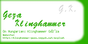 geza klinghammer business card